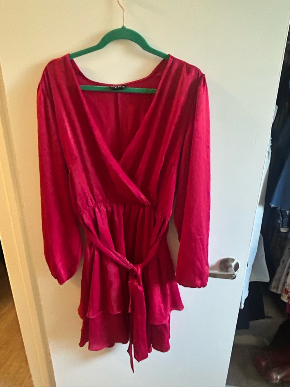 City Chic Red Wrap Mini Dress with Tie Waist - Size 16